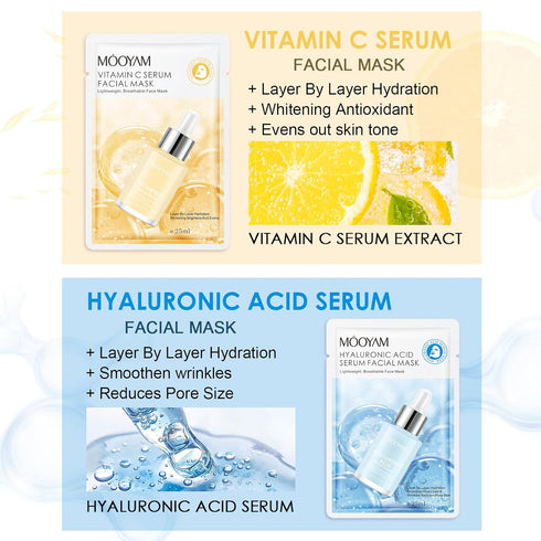 Face Mask Skincare Facial 12 Sheet Facial Spa Moisturizing Skincare Hydrate, Radiance Boost, Soothe, Revitalize, Nourish, Purify Skin For All Skin...