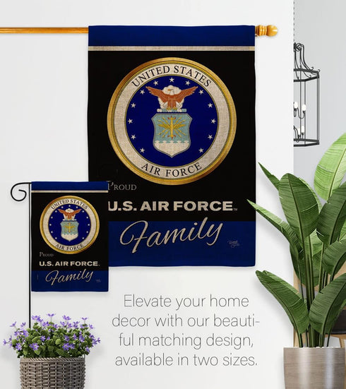 Air Force Proudly Family Burlap Garden Flag - Armed Forces USAF United State American Military Veteran Retire Official - House Decoration Banner Y...
