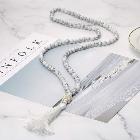 LIUANAN 108 Mala Beads 8mm Natural Bracelet Healing Gemstone Yoga Meditation Hand Knotted Mala Prayer Bead Necklace...