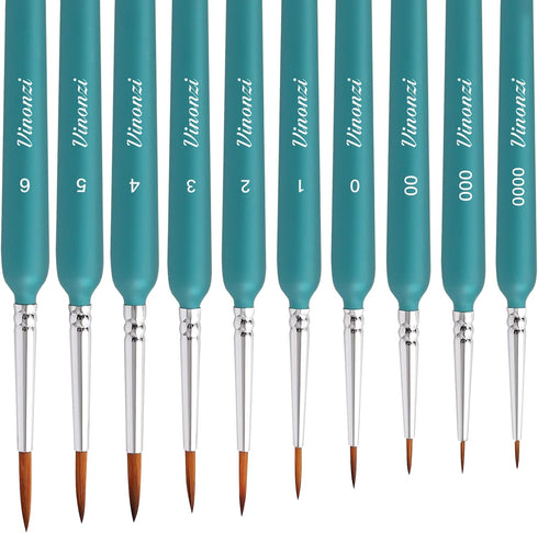 10Pcs Miniature Paint Brushes, Detail Fine Tip Paint Brushes Set with Ergonomic Handle - Suitable for Acrylic Painting, Oil, Watercoloring, Face, ...