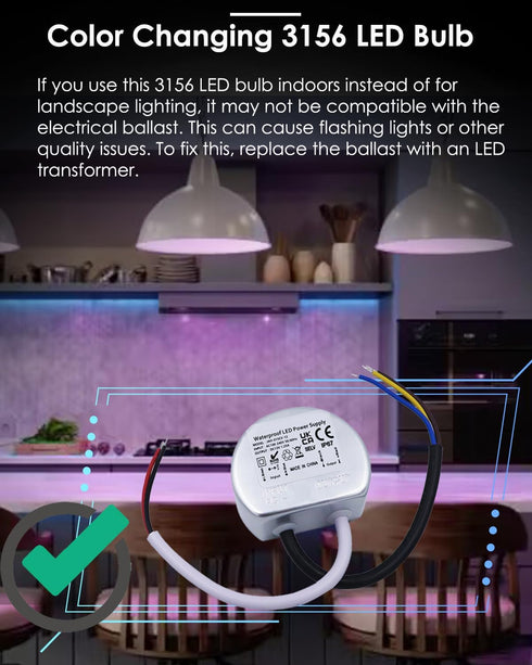 3156 Color Changing LED Bulbs, RGB S8 Wedge Base LED Light Bulb 12V 24V, Warm White+15 Multicolor for Landscape Lighting (3 Bulbs and one Remote)...