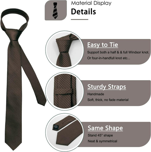 Mantieqingway Ties For Men 2.95" Classic Dot Satin Neckties Casual Business Mens Tie for Daily Dress, College, Party...
