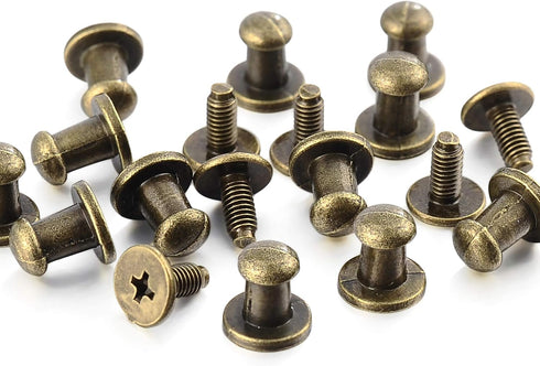 100 Sets 8x5x8MM Bronze Button Spikes and Studs Rivet Round Head Screw Back Leather Craft Rapid Rivet Punk Studs and Spikes for Clothing Shoes Bel...