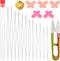 12 Pieces Beading Needles, 6 Size Collapsible Eye Needles for Beading with Needle Bottle, 5 Pcs Bead Needle Threader, Scissors and Thimble for Jew...
