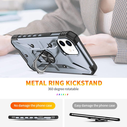 Case for iPhone 12 Case iPhone 12 Pro Case Military Grade Drop Case with Kickstand Metel Ring Magnetic Holder Shockproof Protective for iPhone 12 ...