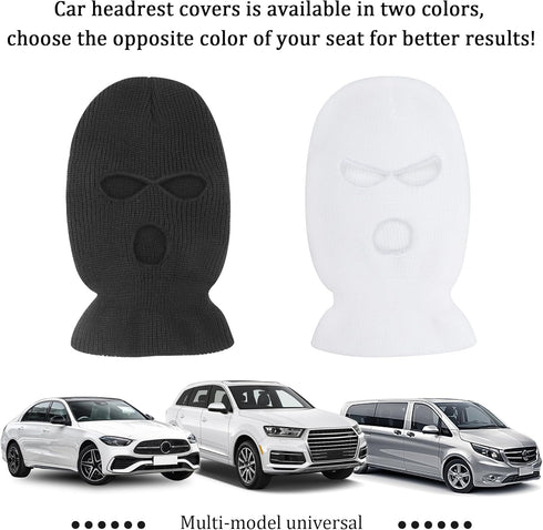 2PCS Funny Headrest Covers for Cars,Personalized Car Decor Headrest Cove,Universal Interior Car Accessories Ski Mask Head Rest Covers for Car Seat...