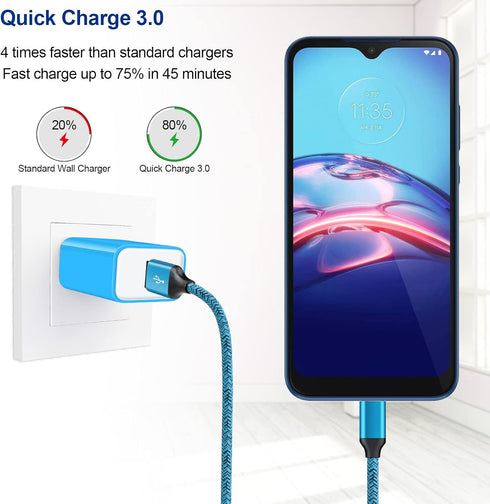 18W QC3.0 Fast Wall Charger Plug for Android Phone Fast Charging for Fire Tablet, Kindle, Samsung Galaxy J3 J5 J7 J8 S7 S6, PS4 Xbox LG K40 K20, M...