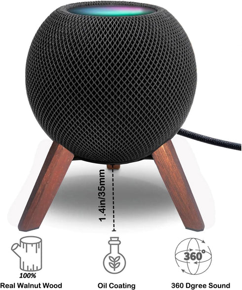 Real Wood Stand for Homepod Mini Wooden Tripod with Metal Frame for Home pod Mini Speaker Mounts Holders Black Walnut...