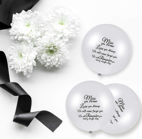Gejoy 60 Pieces White Memorial Balloons Funeral Helium Remembrance Release Balloons in Sky for Memorial Day Services Condolence, Funeral, Annivers...