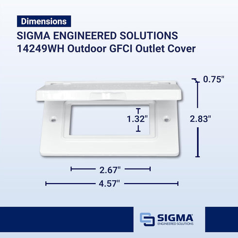 SIGMA ENGINEERED SOLUTIONS 14249WH Weatherproof Outdoor GFCI Outlet Cover, White, Metal, 1-Gang, Horizontal...