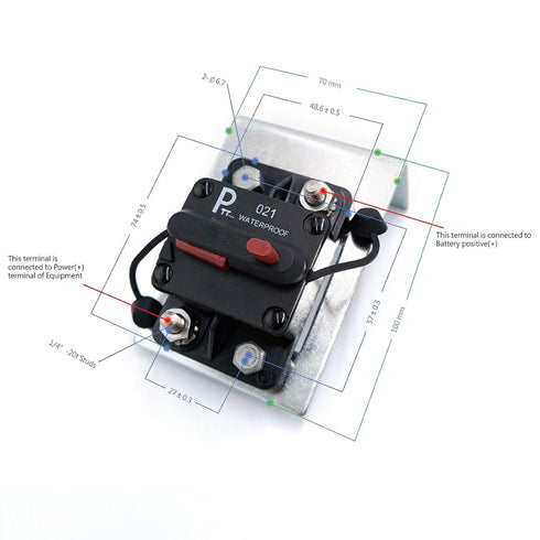 48VDC,Surface-Mount & Waterproof Resistantr IP67 Circuit Breakers Manual Reset Extended Surface Diagonal Stud Mount 1/4" Truck Auto Boat Marine (1...