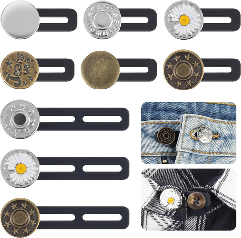 Tyqour 12Pcs Button Extenders for Jeans No Sewing Pant Waist Extender Adjustable Waistband Extenders Jean Button Extender for Loose Jeans for Men ...
