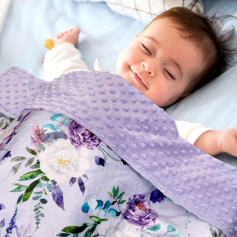 Baby Blankets for Girls Boys Soft Plush Minky Blanket 30x40 Inches with Double Layer Dotted Backing for Toddler Newborn, Purple Baby Crib Blanket ...