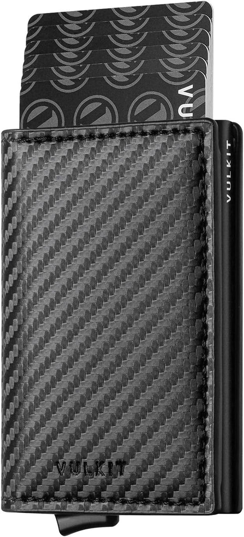 VULKIT Credit Card Holder RFID Blocking Leather Automatic Pop Up Wallet Aluminum Slim Pocket Business Card Case...