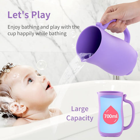 Baby Bath Rinse Cup Shower Shampoo Bowl Water Bath Bucket, Toddler Bath Toys Cup Water Containers Wash Essentials (Cat-Purple)...