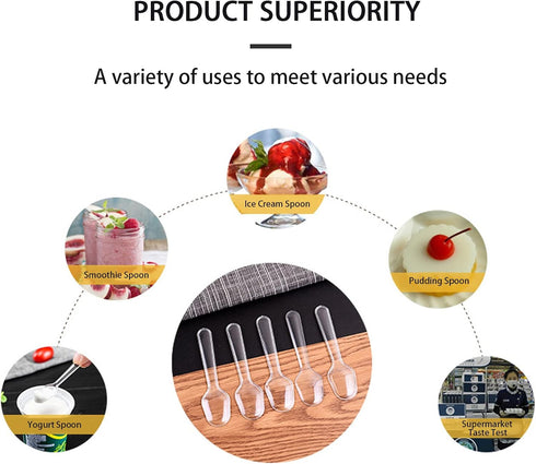 500 Pcs Disposable Clear Plastic Mini Spoon Best for Jelly Pudding Yogurt Ice Cream Desert Cake Appetizer Party...