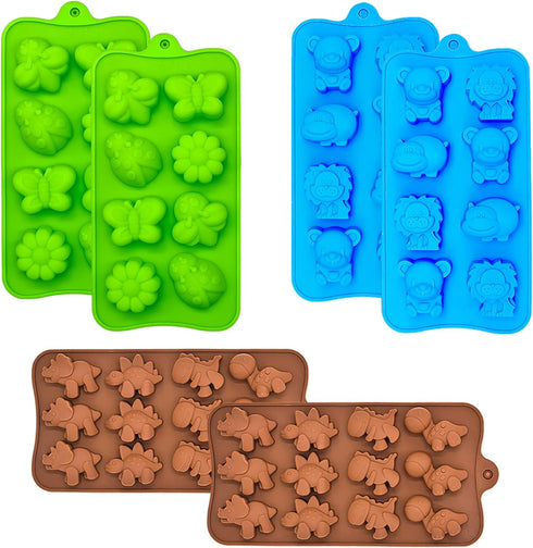 Candy Chocolate Molds Silicone, Non-Stick Animal Jello Mold Cake Moulds, Crayon Mold BPA Free, Forest Theme with Different Animals, including Dino...