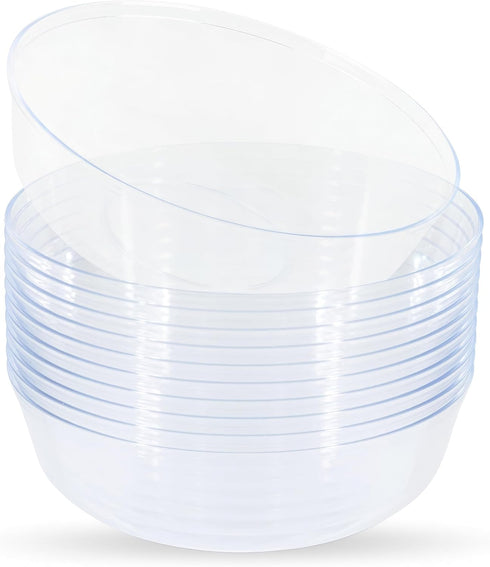 Blue Sky Edge Clear Bowls - 16 oz (10 Count) Disposable Round Plastic Bowls for Parties, Events & Special Occasions...