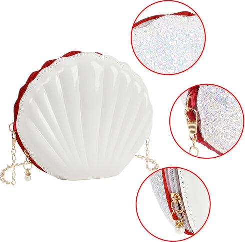 Van Caro Womens Glitter PU Leather Shell Pearl Cross-body Shoulder Bags Purse...