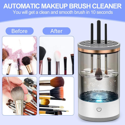 Electric Makeup Brush Cleaner Machine | 2024 Upgrade Cosmetic Brush Cleaner | Automatic Make Up Brush Cleaner Spinner | Deep Cleaning Sonic Techno...