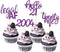 24 Pcs Glitter 21st Birthday Cupcake Toppers for Celebrating Twenty-One Years Old Birthday Party Decorations (Purple Glitter)...