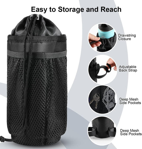 Caudblor Bike Water Bottle Holder Bag for Kid Adult, Insulated Bicycle Coffee Cup Holders with Phone Storage, Black Handlebar Drink/Beverage Conta...