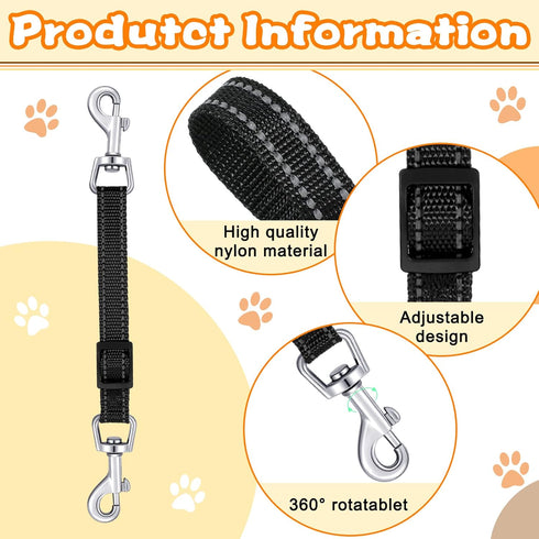5 Pcs Safety Dog Collar Clips Prong Collar Backup Clips Adjustable Reflective Nylon Dog Collar Harness Connector Metal Double Ended Backup Clasp f...