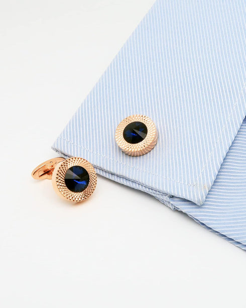 Round Crystal Silver Cufflinks for Men With Gift Box Green/Blue/Colorful Crystals Men's Cuff Link Set for Wedding Shirt Party Business Birthday An...