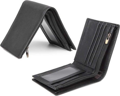 Polare Men's RFID Blocking Cowboy Genuine Natural Crazy Horse Leather Bifold Wallet...