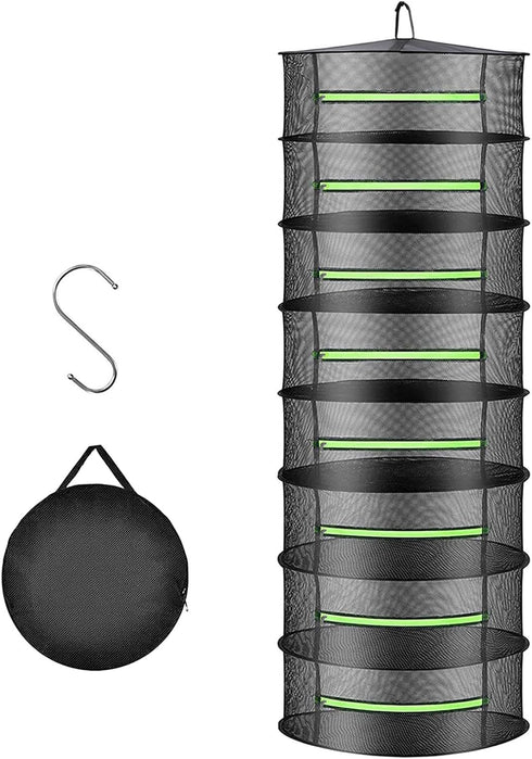 2ft Herb Drying Rack Net Mesh with Green Zippers Hydroponics,Bonus Hook Drying Rack Herbs for Plant Bud Seed, Mesh Hanging Plant Dry,Herb Dry Net ...