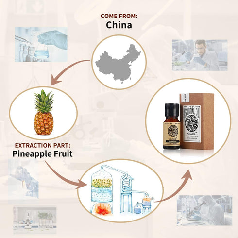 Pineapple Essential Oil Natural Organic Pure Pineapple Oil for Skin Body Hair Care,Diffuser, Candle,Soap,Making, DIY,Massage Aroma 0.34 Fl Oz (10m...