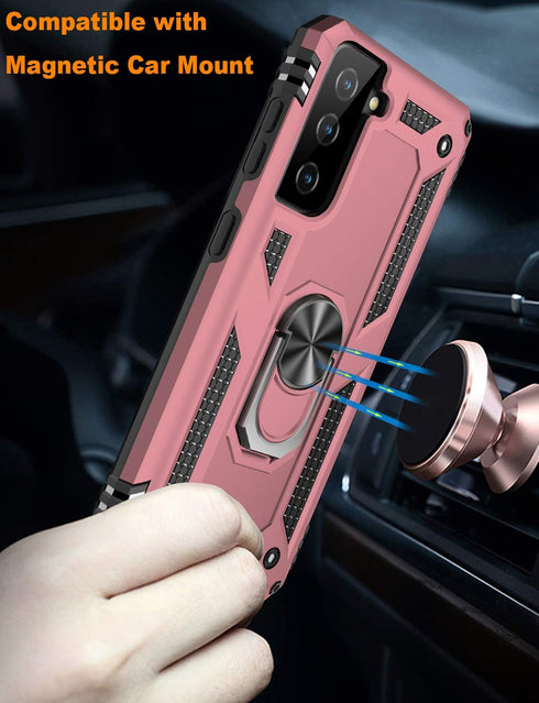 IKAZZ for Galaxy S21 Case,Military Grade Shockproof Heavy Duty Protective Phone Cover Pass 16ft Drop Test with Magnetic Kickstand Car Mount Holder...
