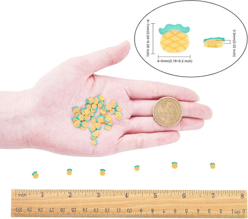 LiQunSweet 3500 Pcs Fake Pineapple Fruit Shape Slice Decoden Nohole Charms Handmade Polymer Clay Cabochons for Decorations DIY Cake Dessert Phone ...