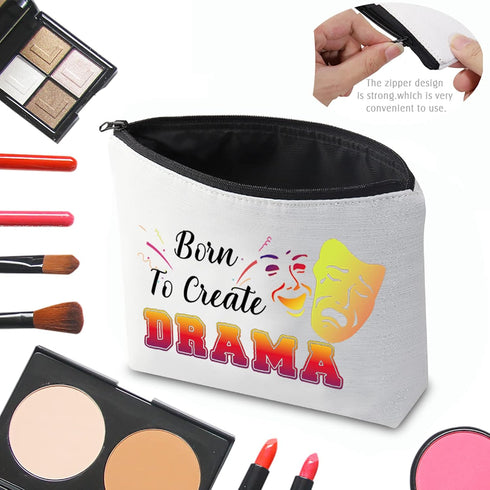 CMNIM Theatre Life Gift Drama Theater Make Up Bag for Drama Actor Actress Cosmetic Pouch Gift for Born To Create Drama Bags (Create Drama Makeup B...