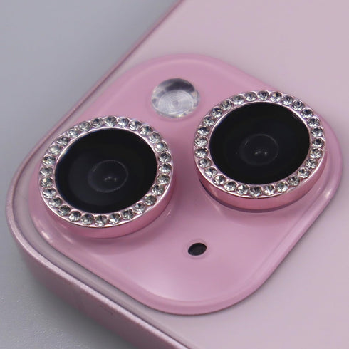 for iPhone 15/15 Plus Camera Lens Protector Bling Glitter Diamond Metal Crystal Tempered Glass Screen Accessories Rhinestones Lens Cover for iPhon...
