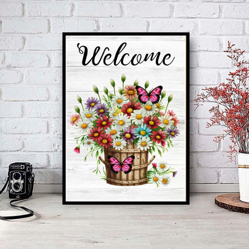 Semneroy DIY 5D Diamond Art Kits for Adult Beginners,Flower Butterfly Diamond Art Painting Kits,Gem Art Welcome Crafts Home Decor 12x 16 Inch...