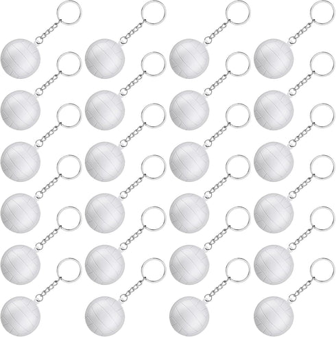 24 Pack White Volleyball Keychains Mini Foam Volleyball Keychain Sport Keychains for Sports Party Favors, School Carnival Reward, Party Bag Gift F...