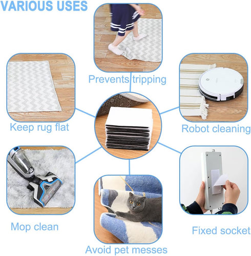 Rug Tape Pad, Rug Anchors Carpet Hook and Loop Non-Slip Mat Anti-Skid Stickers (10PCS, White)...