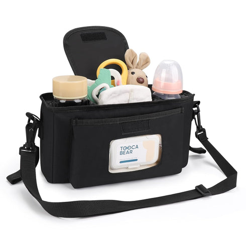 Accmor Universal Stroller Organizer with Insulated Cup Holder and Shoulder Strap, Stroller Caddy Bag Stroller Cup Holder Attachment for Uppababy, ...