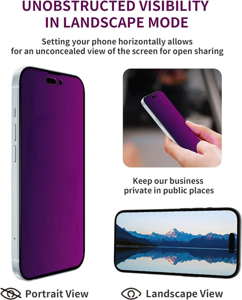 2 Pack Privacy Screen Protector for iPhone 15 Pro Max Tempered Glass for iPhone15 ProMax 6.7inch Private Glass Anti-Spy Anti-Blue Light Eye Protec...
