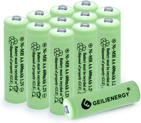 AA 600mAh 1.2V NiMH Rechargeable Batteries for Solar Light,Solar Lamp,Garden Lights Green(12 PCS)...