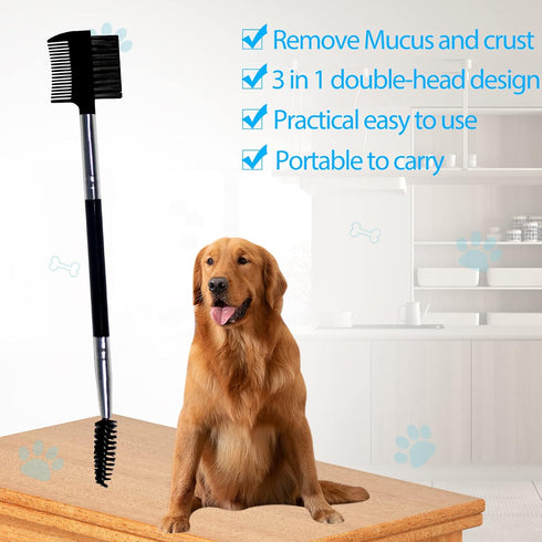 2PCS Dog Tear Comb, Double-Head Dog Eye Brush Dog Eye Cleaning Comb Brush Dog Facial Grooming Comb for Small Dog Cat Tear Stain Remove(Black)...