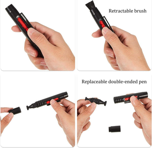 3 Pieces Multifunction Lens Cleaning Pen Brush, Lens Brush Camera Screen Cleaning Pen for Camera, SLR, Telescope, Magnifying Glass, Phone...