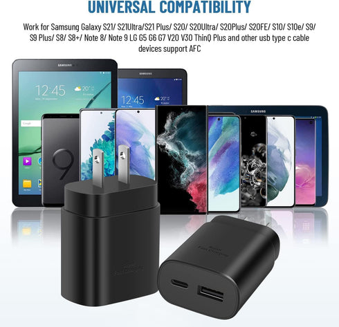 USB C Fast Charger, 25W Samsung Charger Fast Charging, Dual Port C Charger with 6FT Cable for Samsung Galaxy S23,S22, S22 Plus, S20/S21 Ultra Plus...