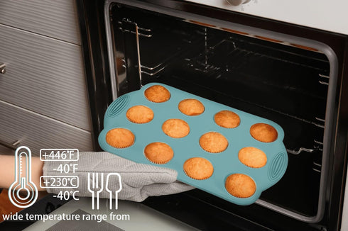 12 Cups Silicone Mini Muffin Pan-3 Pack Nonstick Food Grade & BPA Free Silicone Muffin Pan For Baking cupcake Mini Muffin and More...