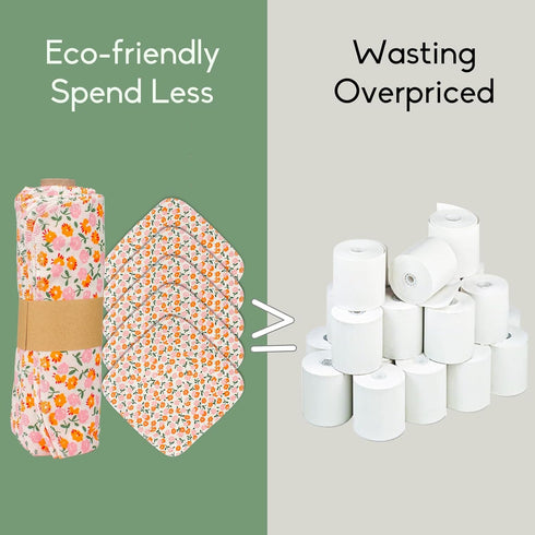 Reusable Paper Towels -Value 25 Pack Washable Cotton Soft Absorbent Cloth Placemats for Kitchen Dining Table with Wash Bag Sustainable Eco Friendl...