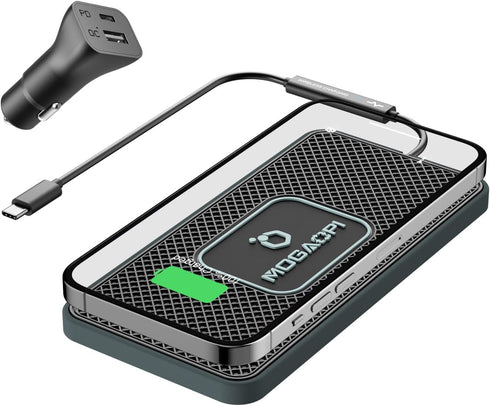 Wireless Charging Pad for Car, MOGAOPI 15W Type C Wireless Charger Car, PD20W Fast Car Charger Compatible with iPhone 15 Plus/14 Pro Max/13/12/11 ...