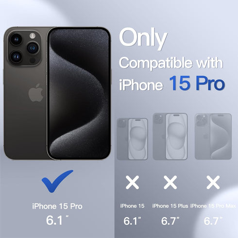JETech Matte Case for iPhone 15 Pro 6.1-Inch, Shockproof Military Grade Drop Protection, Frosted Translucent Back Phone Cover, Anti-Fingerprint (B...