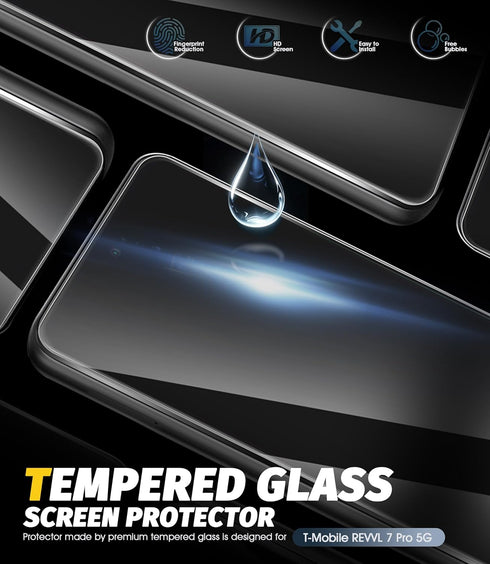 Orzero (4 Pack) Tempered Glass Screen Protector Compatible for T-Mobile REVVL 7 Pro 5G 6.78 inch, Protector De Pantalla 2.5D Arc Edges 9 Hardness ...