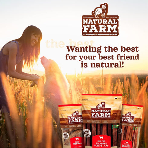 Natural Farm Bully Coated Gourmet Collagen Sticks (12 Inch, 3 Pack), Real Bully Beef Coated, 95% Natural Collagen Dog Chews, Supports Healthy Join...
